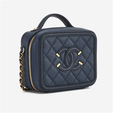 chanel vanity case navy blue|Chanel vanity case original.